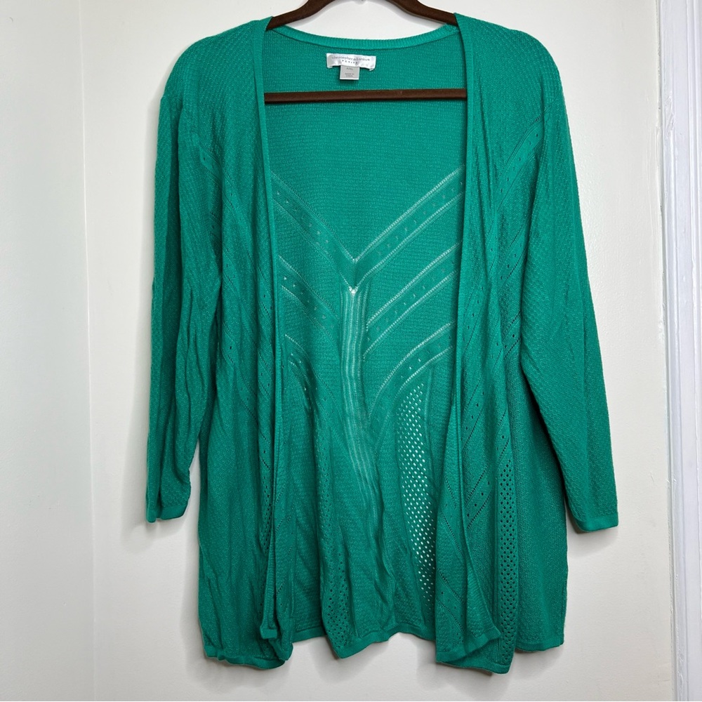 Christopher & Banks Open Front Lightweight Sweater Cardigan XL Petite Pointelle
